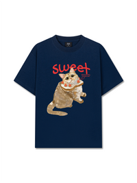 Áo Thun Relaxed Fit Animal Mood Strawberry Bread Cat