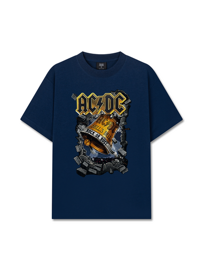 Áo Thun Relaxed Fit Music Rock AC DC Hell's Bell Rock Or Bust