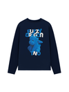 Áo Thun Dài Tay Fuzzy Font Dragon Blue