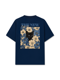 Áo Thun Relaxed Fit Blue Flower Cat