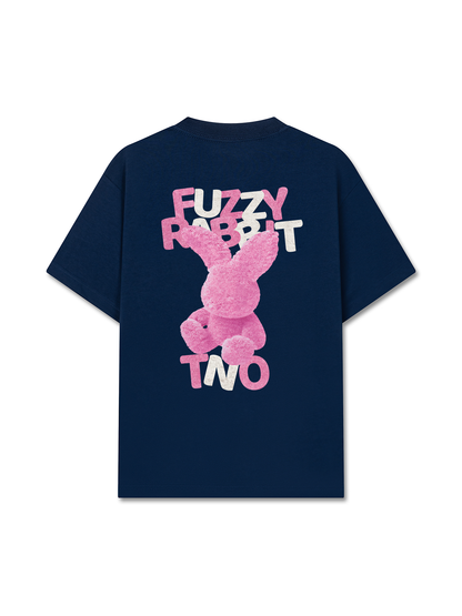 Áo Thun Cotton Cao Cấp Relaxed Fit  Pink Fuzzy Font Rabbit