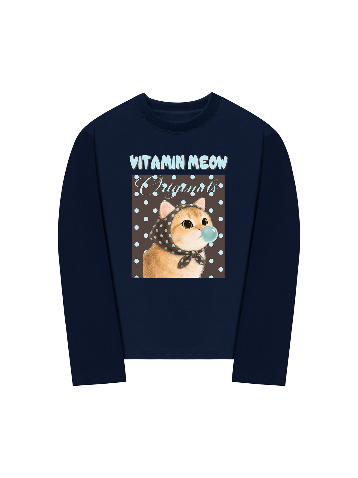 Áo Thun Dài Tay Vitamin Meow Blue Tiffany