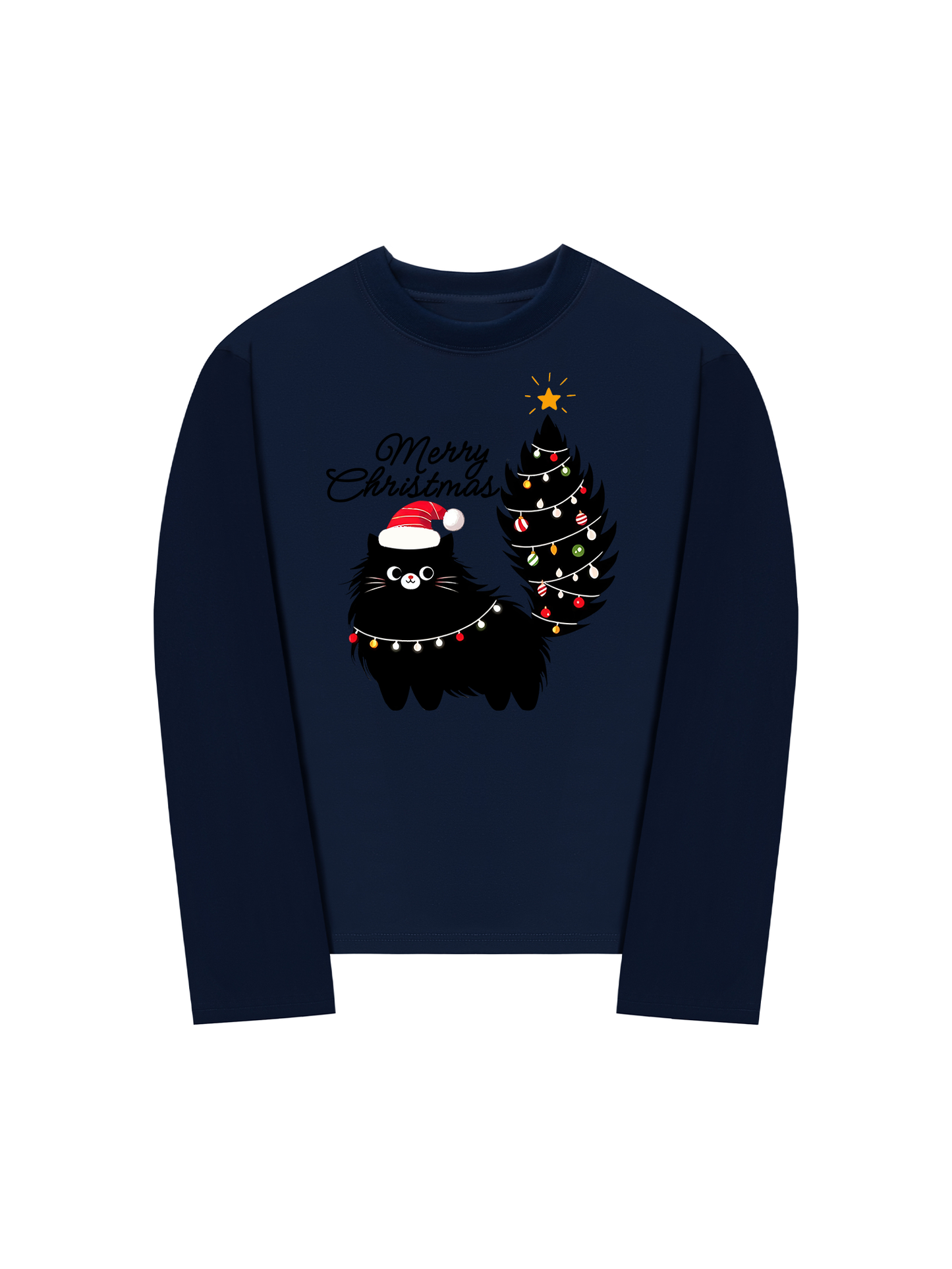 Áo Thun Dài Tay Black Kitty Christmas