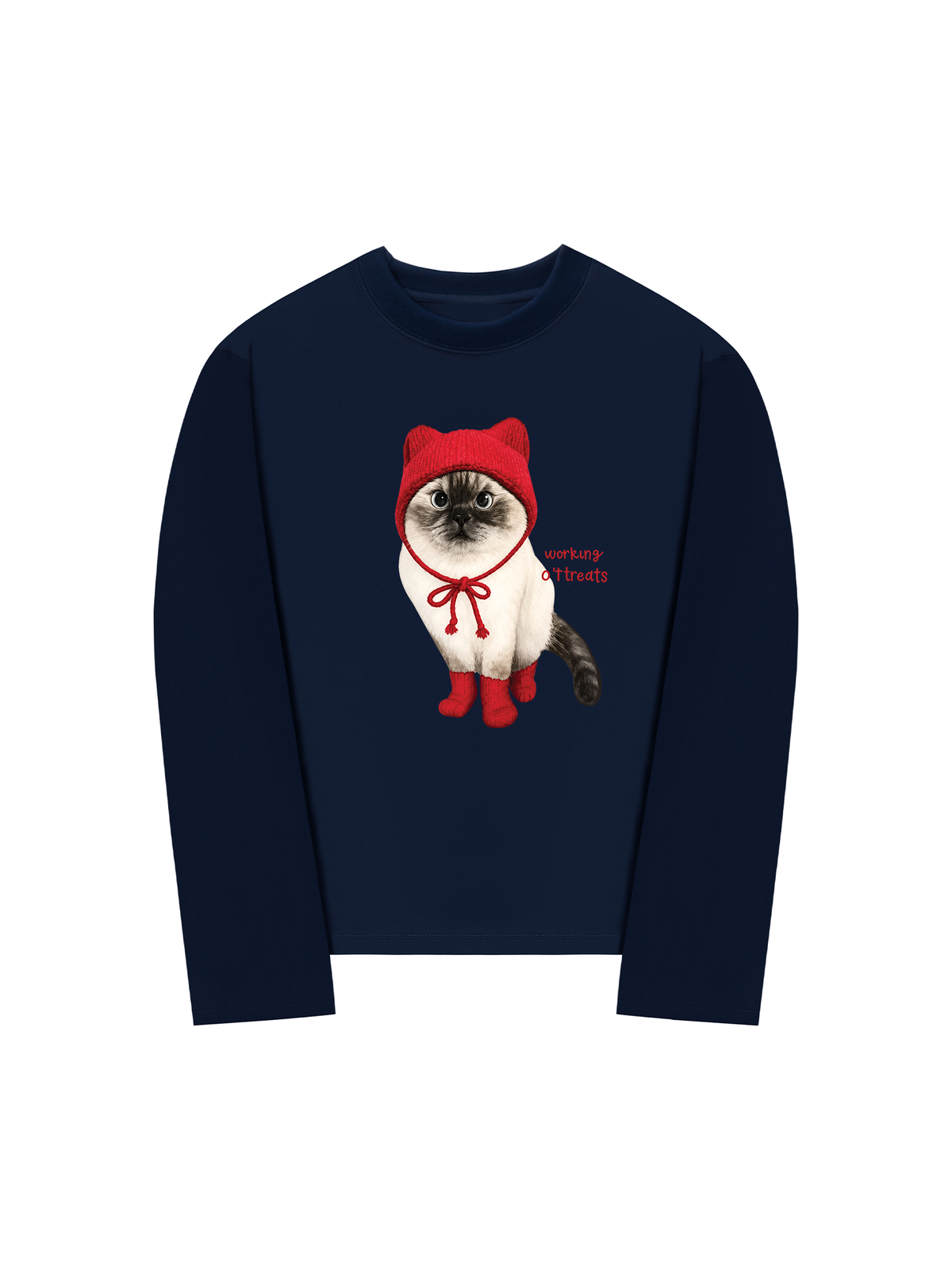 Áo Thun Dài Tay Working O'ttreats Red Meow