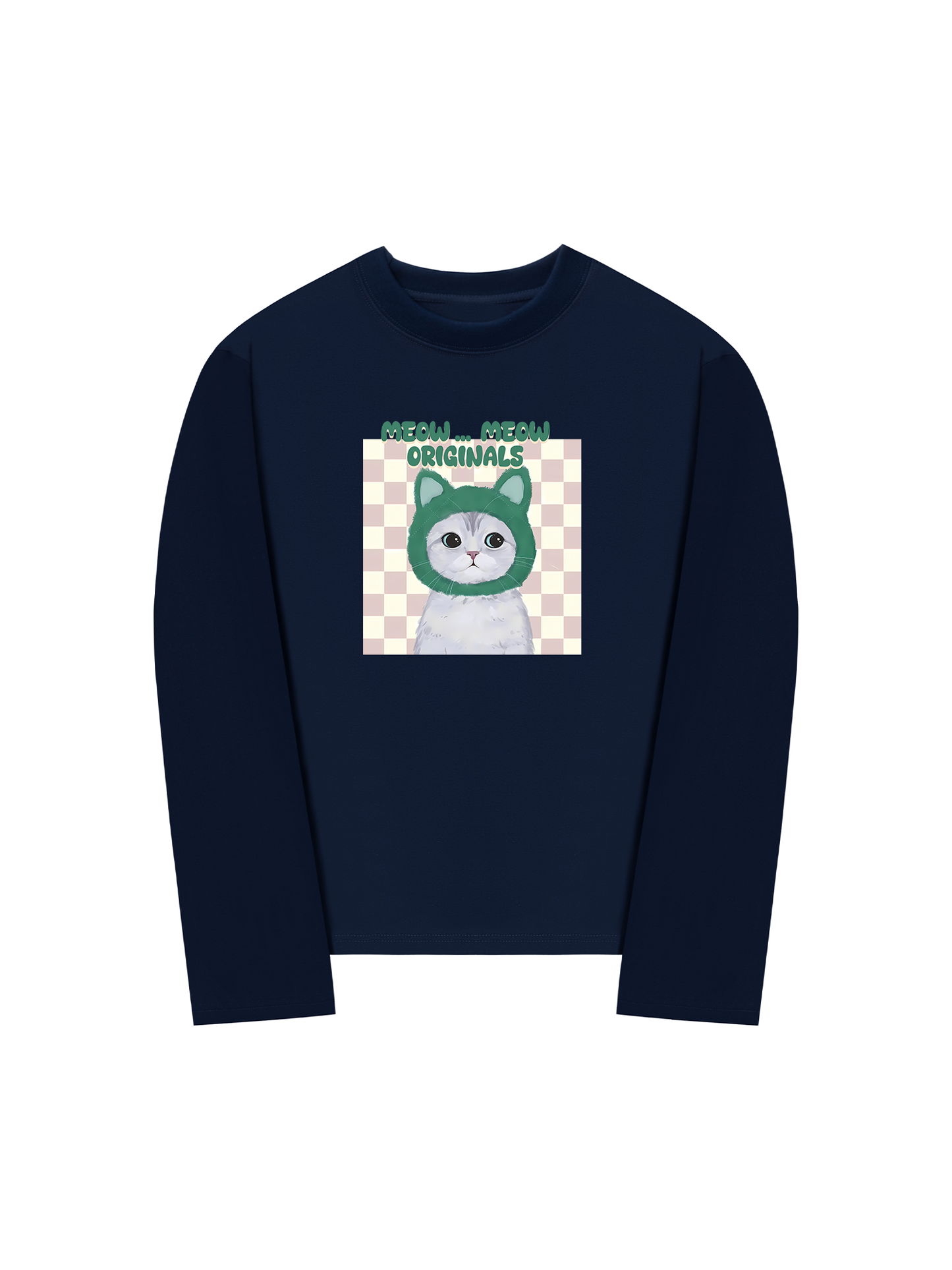 Áo Thun Dài Tay Animal Mood Meow Green Pink
