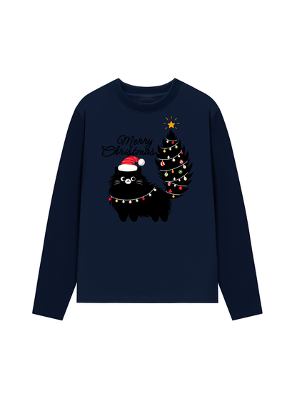 Áo Thun Dài Tay Black Kitty Christmas