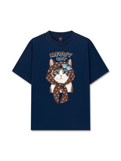 Áo Thun Relaxed Fit  Meowy Cat Brown