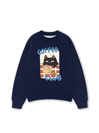 Áo Sweater Nỉ Hai Da Coffee Club Black Cat