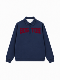 Áo Sweater Polo Nỉ Hai Da Boston Burgundy