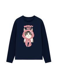 Áo Thun Dài Tay Meowy Cat Pink Plaid