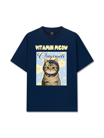 Áo Thun Relaxed Fit Cutie Vitamin Meow Yellow Flower
