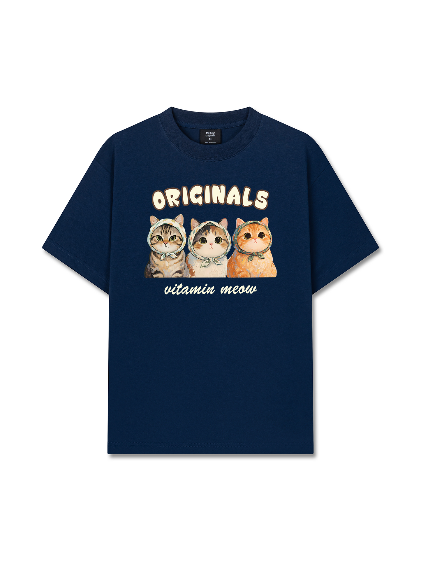 Áo Thun Relaxed Fit Cute Three Cat Vitamin Meow