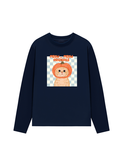 Áo Thun Dài Tay Animal Meow Pumpkin
