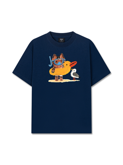 Áo Thun Relaxed Fit Summer Vibes Cat And Duck