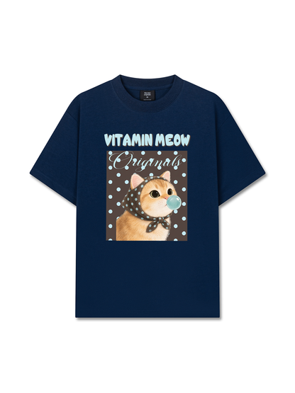 Áo Thun Relaxed Fit Vitamin Meow Blue Tiffany