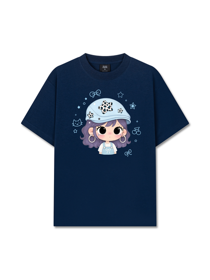 Áo Thun Relaxed Fit Beret Hat Girl