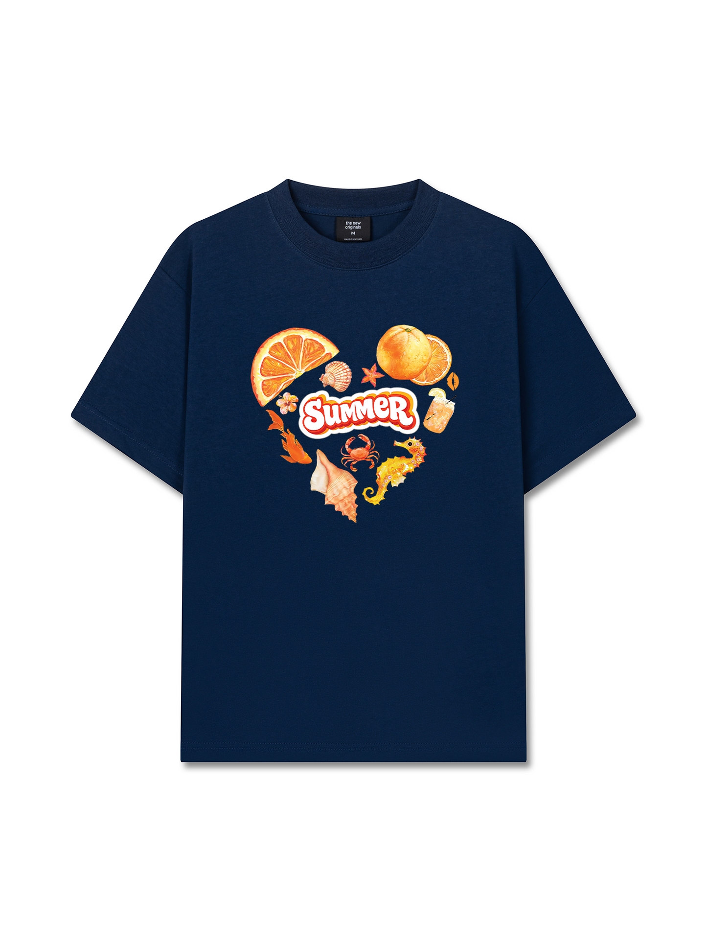 Áo Thun Relaxed Fit Summer Vibes Heart Orange Summer
