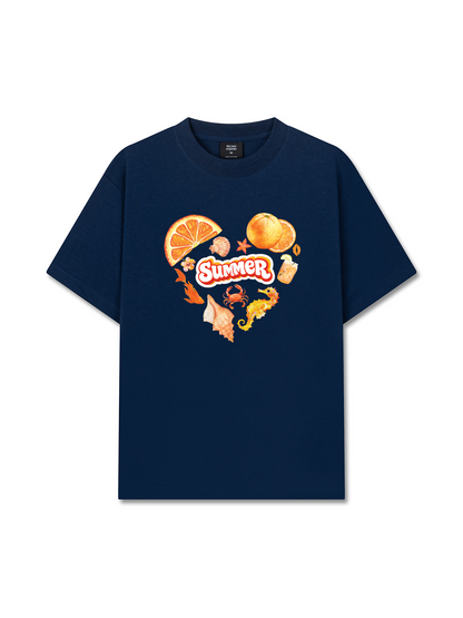 Áo Thun Relaxed Fit Summer Vibes Heart Orange Summer
