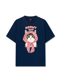 Áo Thun Relaxed Fit Meowy Cat Pink Plaid