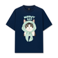 Áo Thun Relaxed Fit Meowy Cat Blue Tiffany Dots