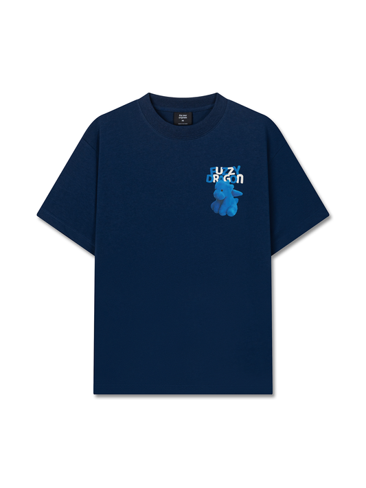 Áo Thun Relaxed Fit Fuzzy Font Dragon Blue