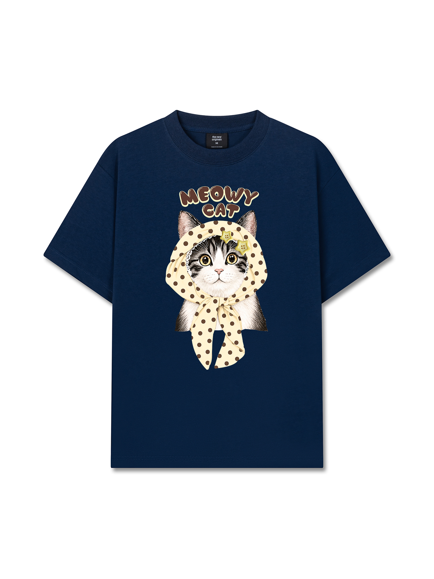 Áo Thun Relaxed Fit  Meowy Cat Cream