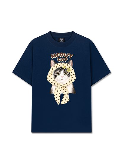 Áo Thun Relaxed Fit  Meowy Cat Cream