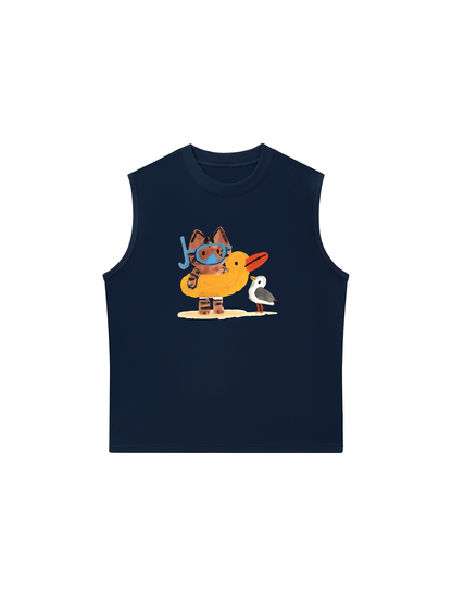 Áo Ba Lỗ Relaxed Fit Summer Vibes Cat And Duck