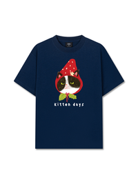 Áo Thun Relaxed Fit Strawberry Meow Kitten Day