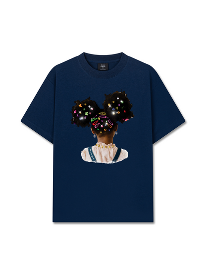 Áo Thun Relaxed Fit Colorful Diamond Hairpin Afro Girl