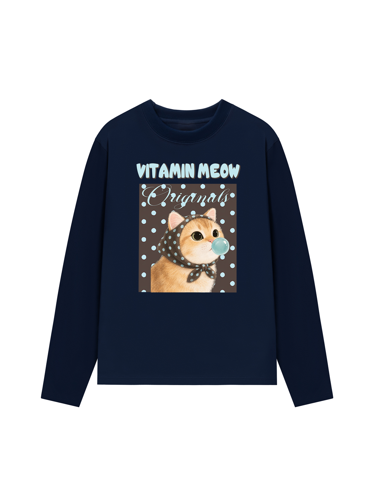 Áo Thun Dài Tay Vitamin Meow Blue Tiffany