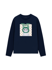 Áo Thun Dài Tay Animal Mood Meow Green Pink