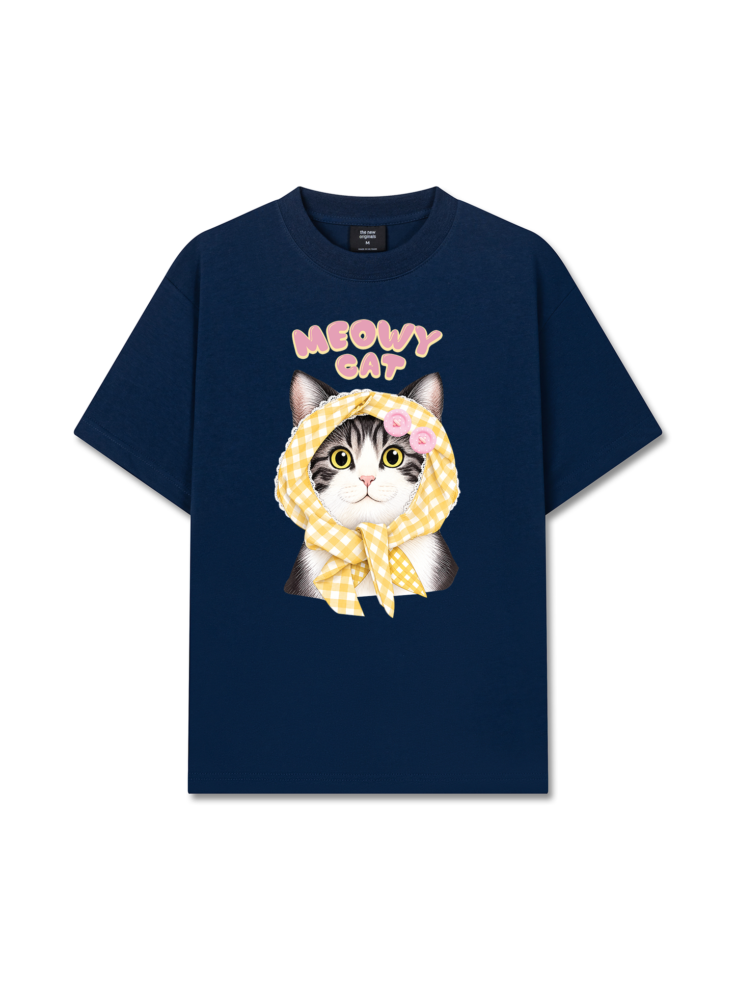 Áo Thun Relaxed Fit Meowy Cat Yellow Plaid