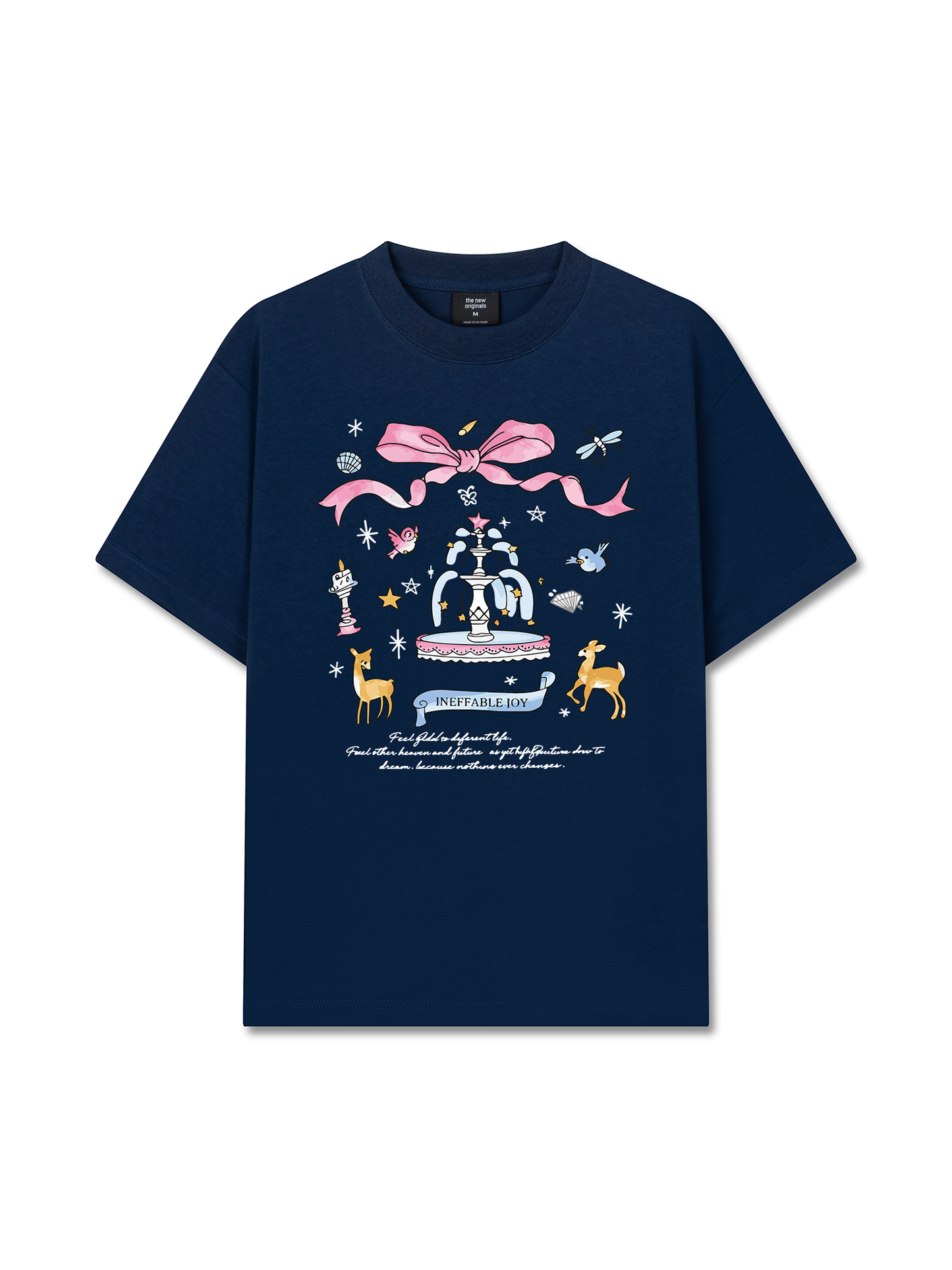 Áo Thun Relaxed Fit Cute Girl Pink Bow And Animal