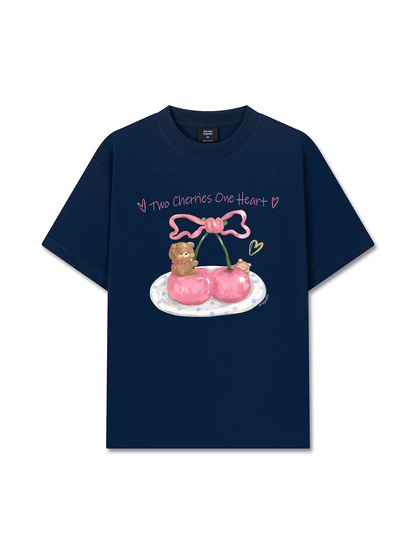 Áo Thun Relaxed Fit Daily Cuties Two Cherries One Heart