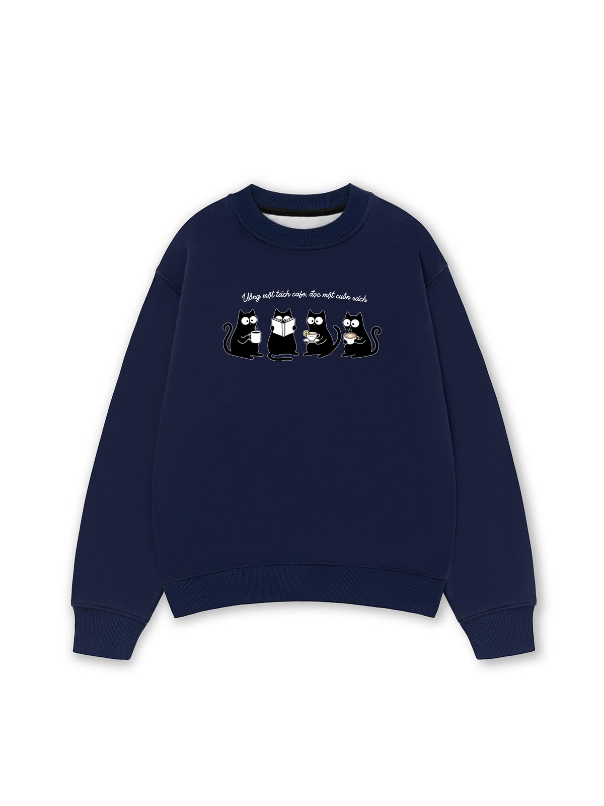 Áo Sweater Nỉ Hai Da Uống Một Tách Cafe Đọc 1 Cuốn Sách