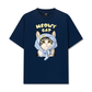 Áo Thun Relaxed Fit Blue Plaid Meowy Cat