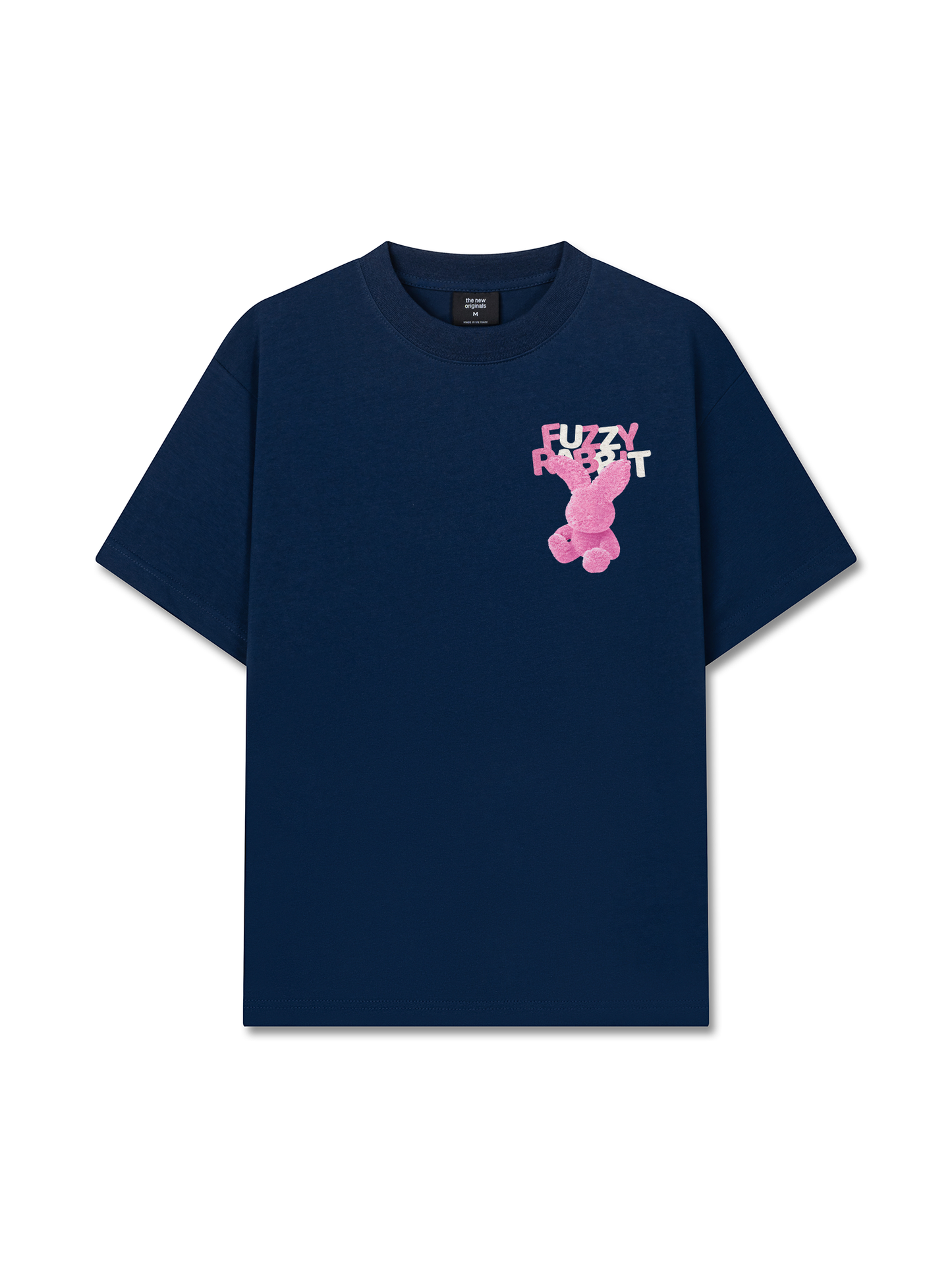 Áo Thun Cotton Cao Cấp Relaxed Fit  Pink Fuzzy Font Rabbit