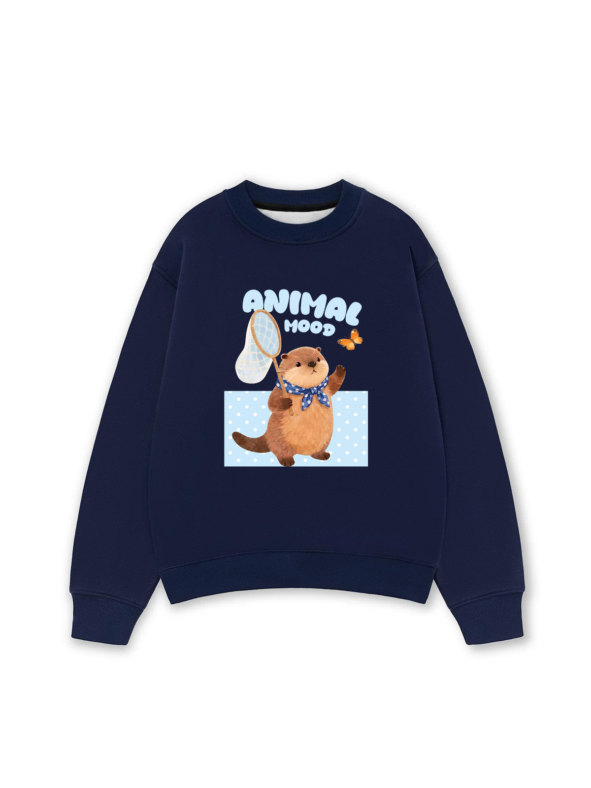 Áo Sweater Nỉ Hai Da Animal Beaver Catches Butterflies