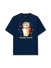 Áo Thun Relaxed Fit Pickleball Girl Meow Vitamin Meow Go School