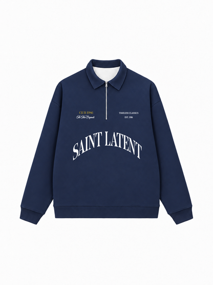 Áo Sweater Polo Nỉ Hai Da  Saint Latent Old Money