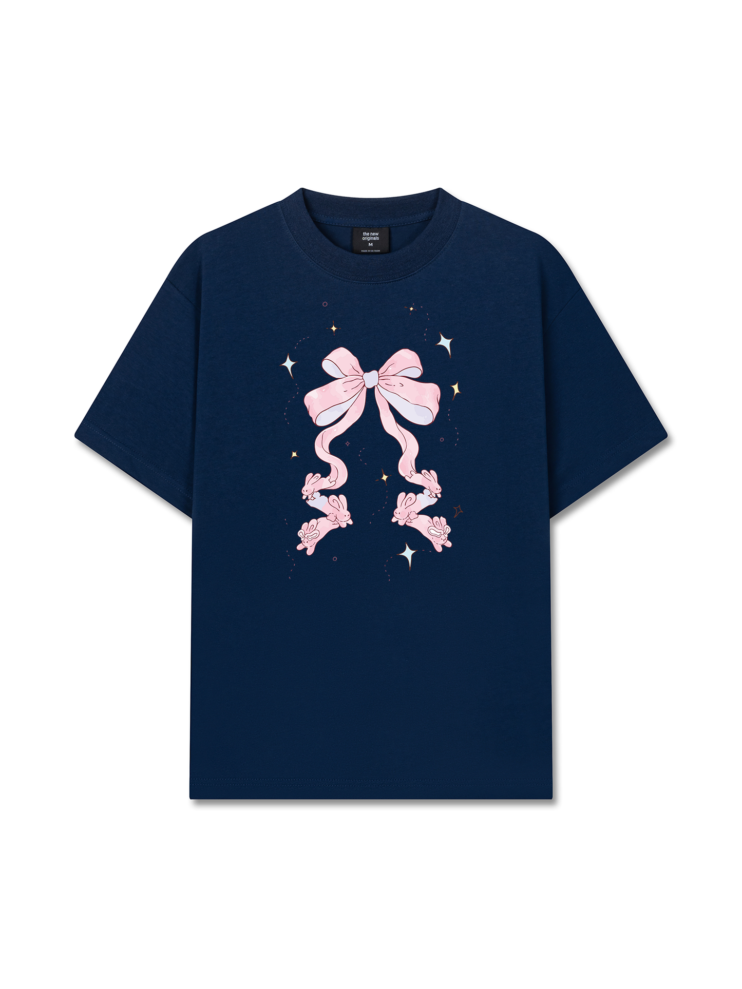 Áo Thun Relaxed Fit Cute Girl Pink Bow Bunny