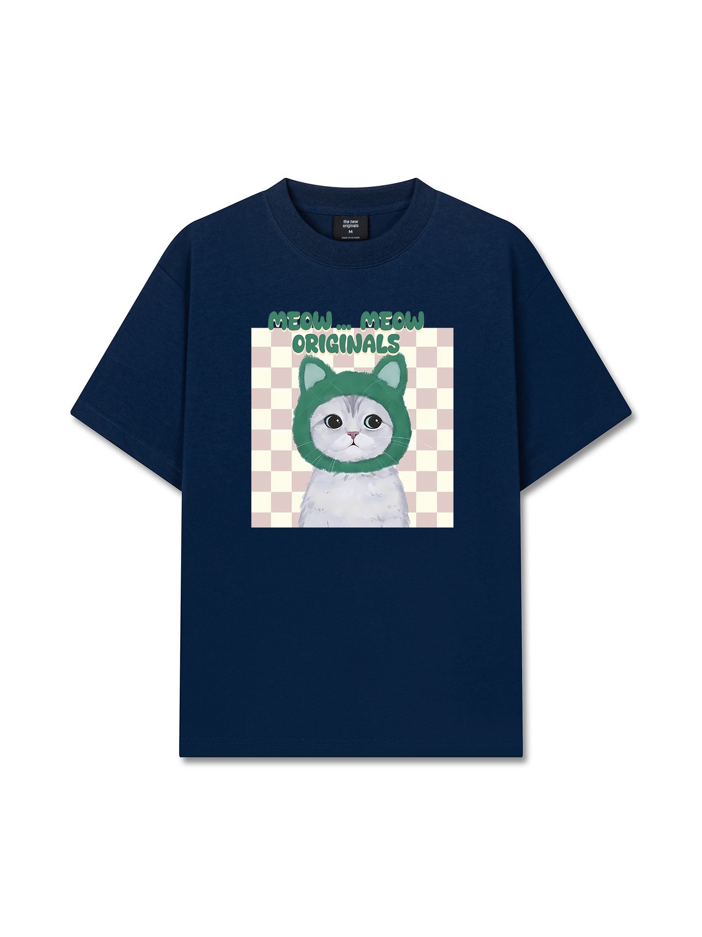 Áo Thun Relaxed Fit Animal Mood Meow Green Pink