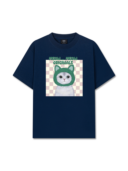 Áo Thun Relaxed Fit Animal Mood Meow Green Pink