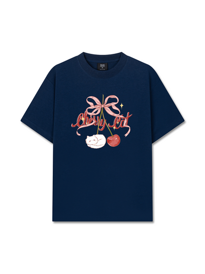 Áo Thun Relaxed Fit Daily Cuties Cherry Cat