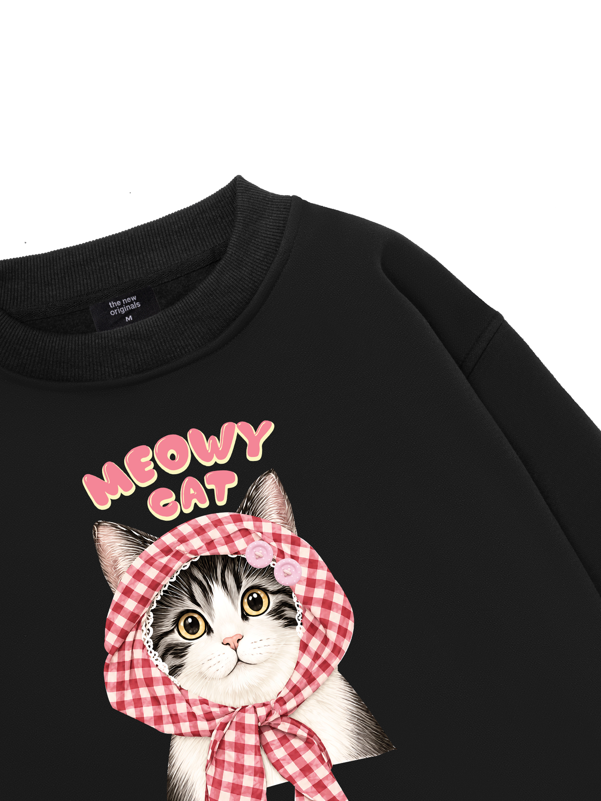 Meowy Cat Pink Plaid Sweater
