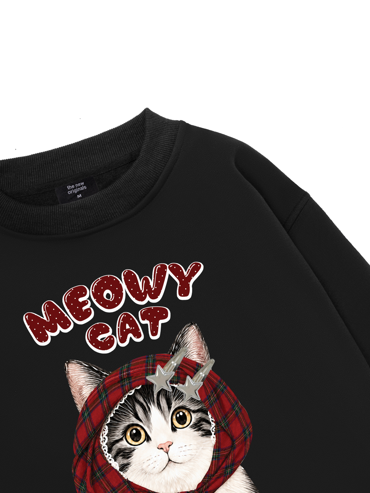 Meowy Cat Red Xmas Plaid Sweater