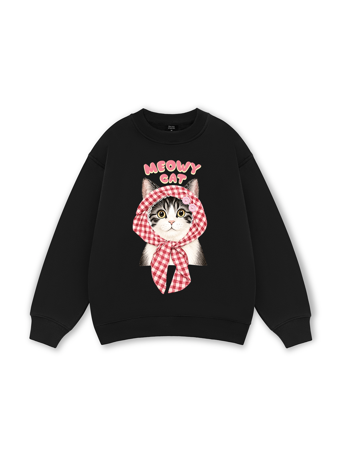 Meowy Cat Pink Plaid Sweater