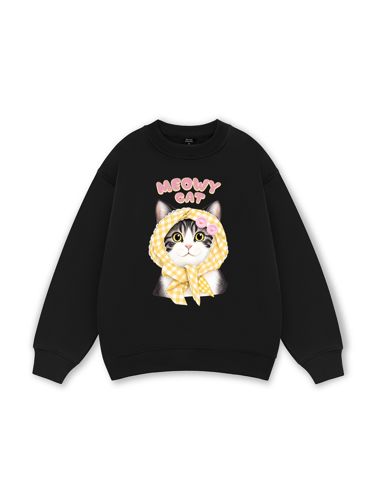 Meowy Cat Yellow Plaid Sweater