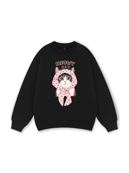 Meowy Cat Pink Polka Sweater